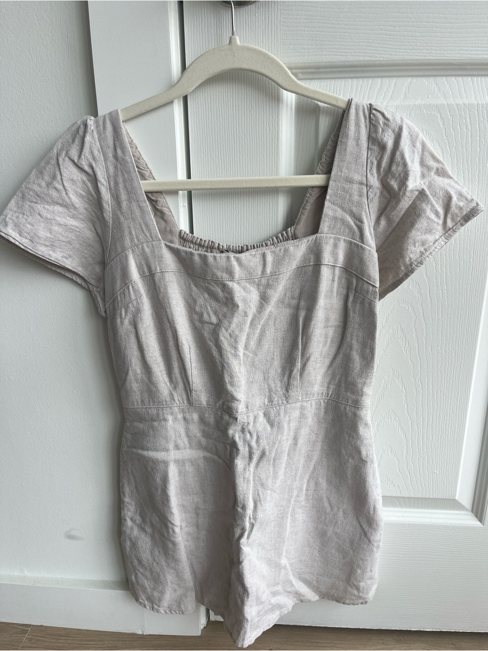 Abercrombie & Fitch Neutral Beige Elastic Waist Linen Dress with Shorts